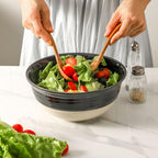 Hasense Porcelain Serving Bowls, 60 oz Salad Mixing Bowls Set of 2, 8.5 Inch Large Serving Dishes for Entertaining, Perfect for Salad, Soup, Pasta, and More, Dishwasher Microwave Safe, Black