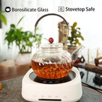 Glass Teapot with Removable Infuser, Stovetop Safe Glass Tea Kettle, 980 ml 33 oz, Clear Teapot for Loose Tea, Tea pot for Blooming Flower Tea and Loose Leaf, Tea Maker Gift