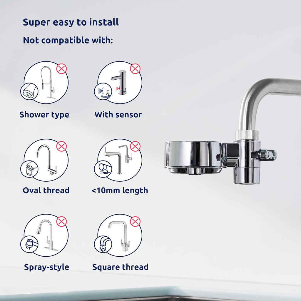 Tappwater EcoPro Compact - Smallest Tap Water Filter Available, Filters 100+ substances. 5 Stage Nanotechnology Water Filtration System. Faucet Water Filter (Chrome)
