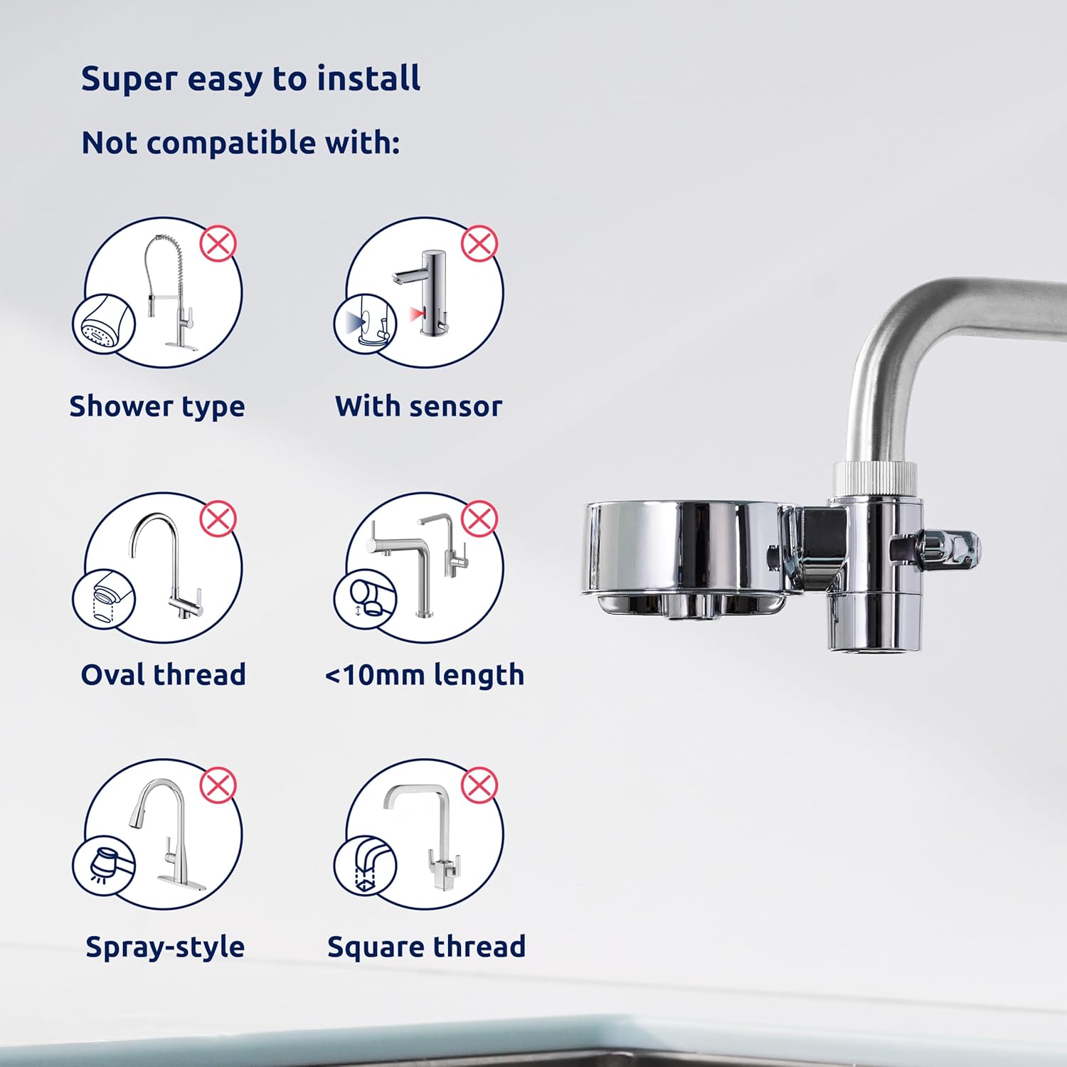 Tappwater EcoPro Compact - Smallest Tap Water Filter Available, Filters 100+ substances. 5 Stage Nanotechnology Water Filtration System. Faucet Water Filter (Chrome)