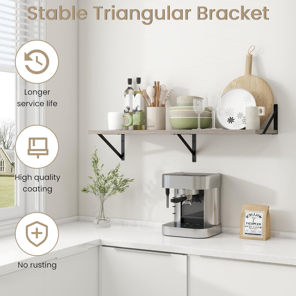 Dreamland Deep Floating Shelves for Wall, Grey Wood Wall Mounted Shelves, Large Floating Shelf 12 * 36 inch Set of 2 for Bookshelf Living Room Bedroom Home Office Bathroom