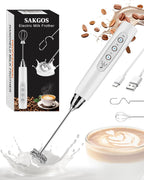 Milk Frother Rechargeable Handheld-Electric Whisk 3 Speed Adjustable, Coffee Frother Wand with 3 Stainless Whisks, Electric Foam Maker, Drink Mixer Blender for Latte Cappuccino Matcha Egg