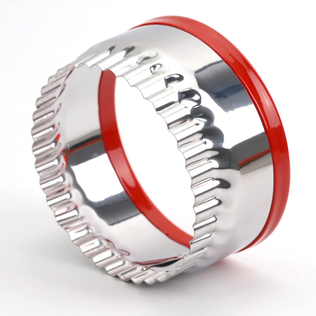 Large Biscuit Cutter 5", Fluted Round Cookie Cutter for Baking, Scalloped Cookie Cutter, Scone Cutter, Coated with Soft PVC for Protection