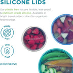 U Konserve Stainless Steel Set of Three Round Food/Condiment/Snack Mini Countainers with Silicone Lids, Leak Proof & Dishwasher Safe (3 oz)