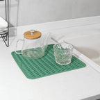 Silicone Dish Drying Mat for Multiple Usage,Easy clean,Eco-friendly,Heat-resistant Silicone Mat for Kitchen Counter or Sink,Refrigerator or Drawer liner Green M 12 inches x 12 inches