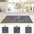 Large Dish Drying Mat for Kitchen Counter,24"×16"Fast Dry Pad Absorbent Countertop Mat, Heat-resistant Mat,Diatomaceous Earth Mats,Gray