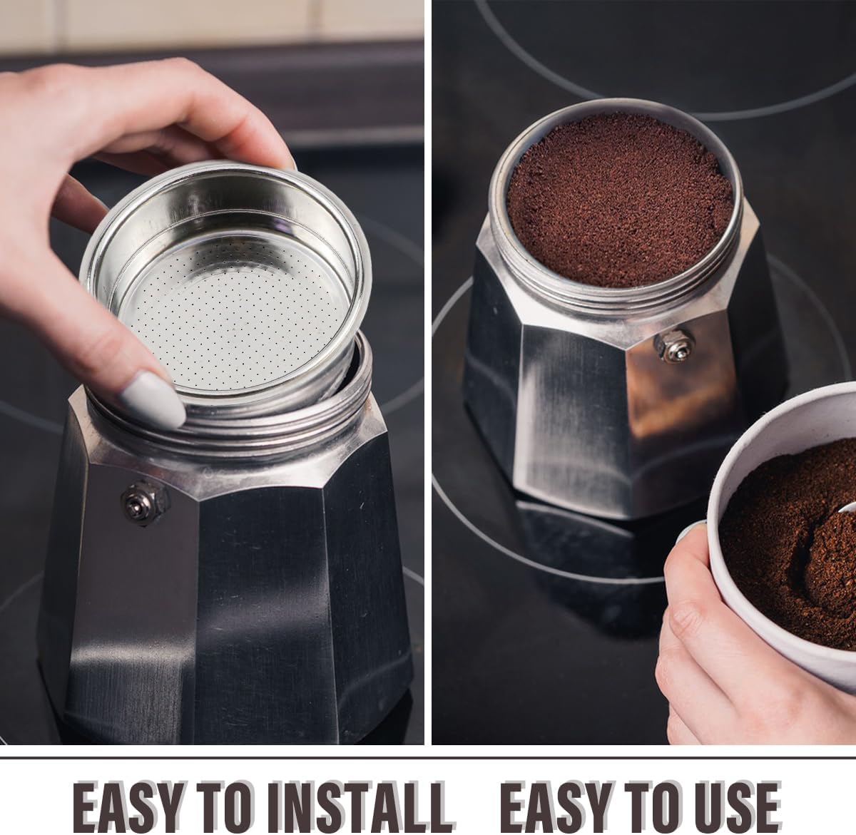 51mm Coffee Filter Basket, Stainless Steel Coffee Filter, Double Layer Pressurized Espresso Maker Accessories, 2PCS