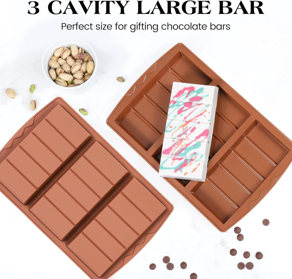 2 Pcs Chocolate Bar Mold Deep Large Chocolate Molds Silicone Break Apart Thick Silicone Molds for Candy Bar (5 Snap）
