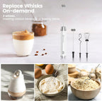 Maestri House Rechargeable Milk Frother with 3 Heads, LunaFro AS Handheld Electric Foam Maker Waterproof Detachable Stainless Steel Whisk Drink Mixer Foamer with Stand for Lattes, Cappuccino, Egg