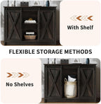 4 EVER WINNER Coffee Bar Cabinet with Sliding Barn Doors, 42” Sideboard Buffet Cabinet with Storage, Farmhouse Coffee Bar Station Table Liquor Wine Bar with Shelves for Kitchen, Espresso