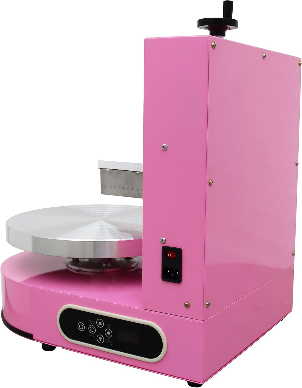 TECHTONGDA Cake Decorating Coating Machine Cream Spreading Automatic Frosting Turntable with Graduated Scraper 60-320RPM Rotating Speed for 6-14inch Cakes Pink