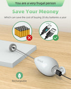 Rechargeable Milk Frother Handheld, Travel Portable Frother Wand for Coffee, USB C Electric Whisk with Stand & Case, Waterproof Hand Drink Mixer for Lattes, Cappuccino, Matcha, Egg (White)