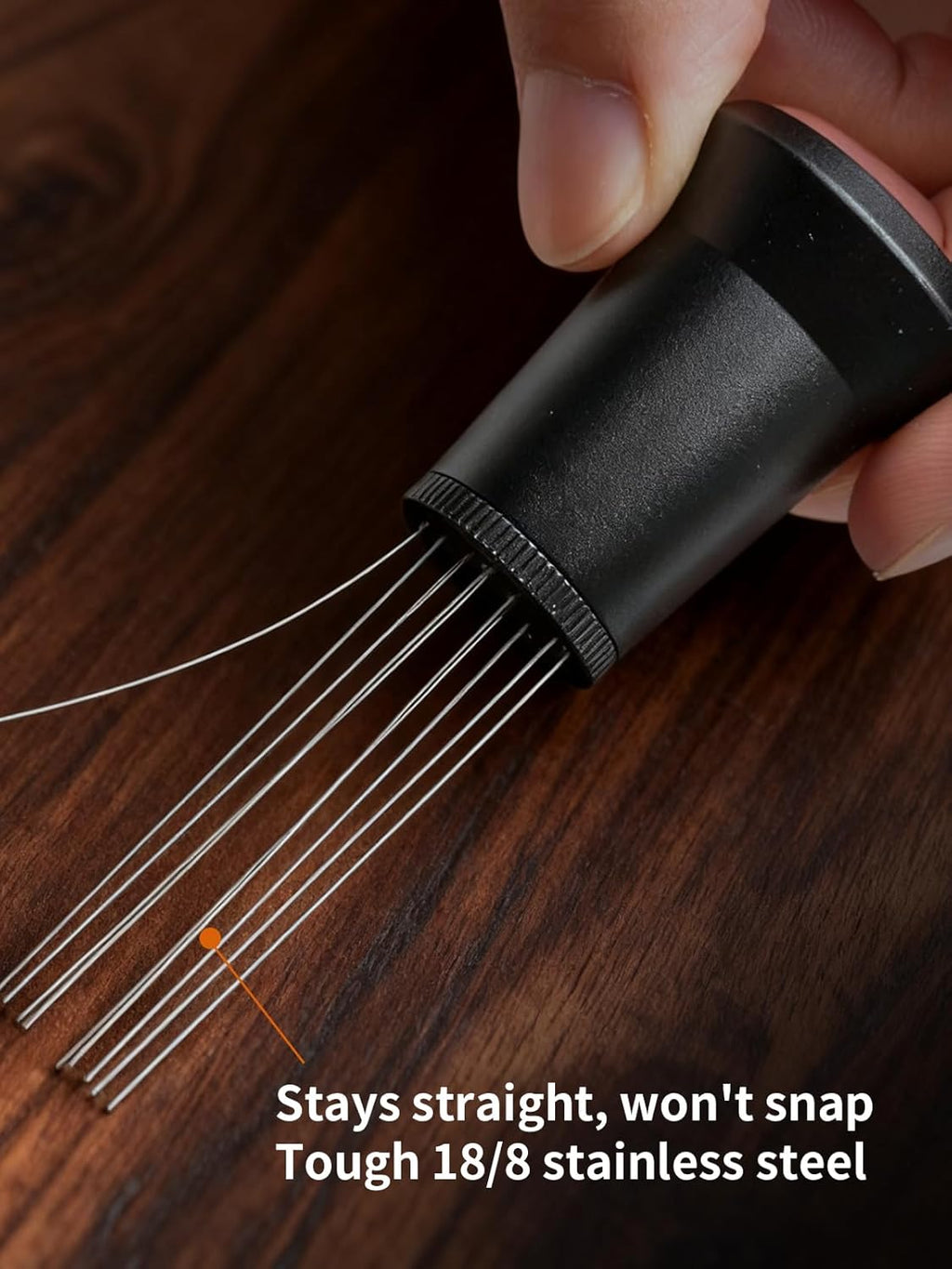 WDT Tool Espresso Distribution Tool with 10 x 0.25mm Stainless Steel Needles, Espresso Machine Accessories with 10 Extra 0.4mm Needles, Aluminum Alloy Handle Stand with Hide Brush for Barista