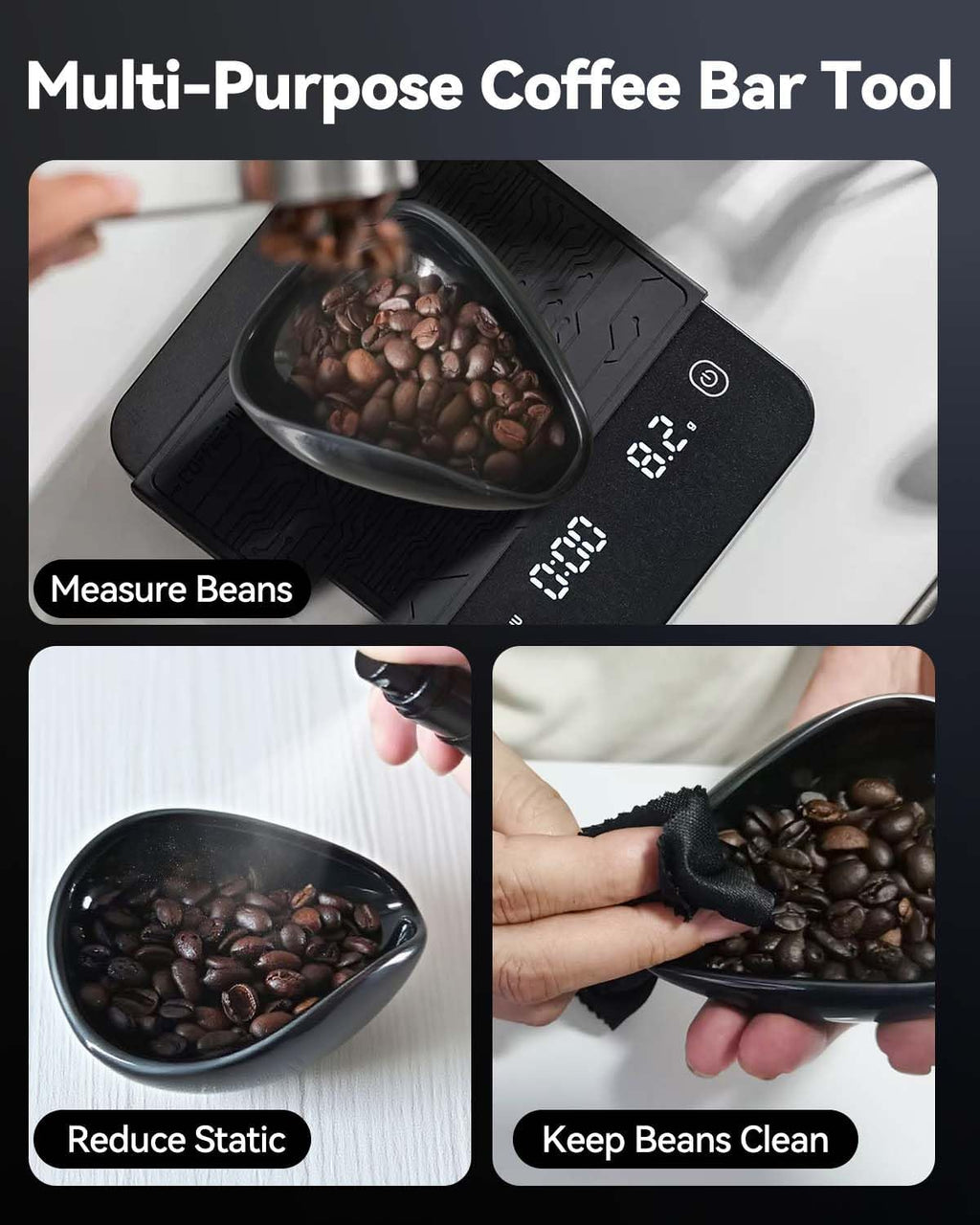 Coffee Bean Dosing Cup and Spray Bottle Kit grey