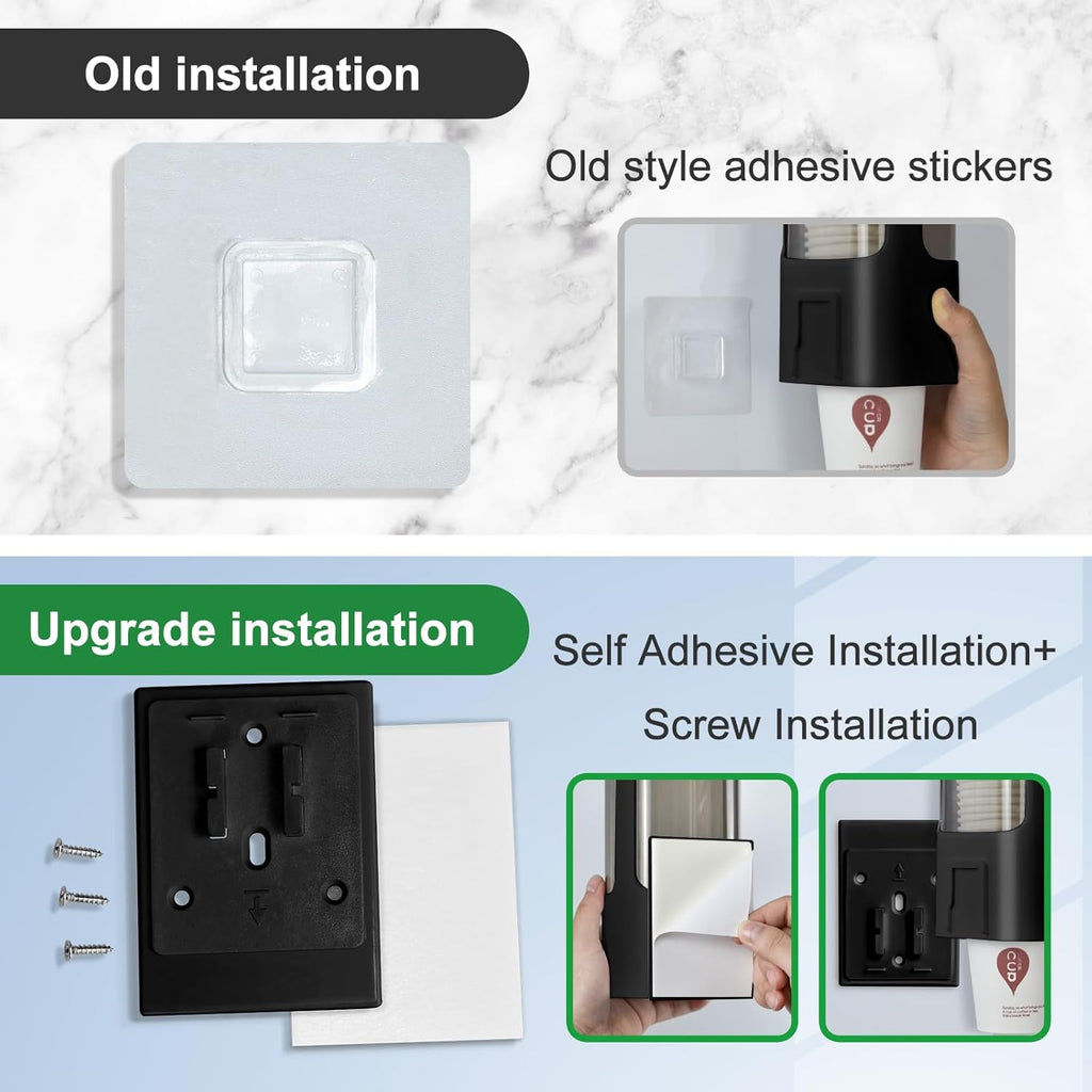Cup Dispenser, Wall Mounted Water Cooler Cup Dispenser for 3oz-5oz Disposable Cups, Bathroom Cup Holder, Plastic Paper Cup Dispenser with Adhesive/Screw Mount for Office, Hospital, Bathroom