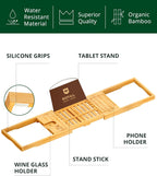 ROYAL CRAFT WOOD Premium Foldable Bathtub Tray Caddy - Wood Bath Tray for Tub, Bamboo Shelf, Expandable Bath Table Trays, Bathtub & Bathroom Accessories for New Home & Mothers, Birthday Gifts for Mom