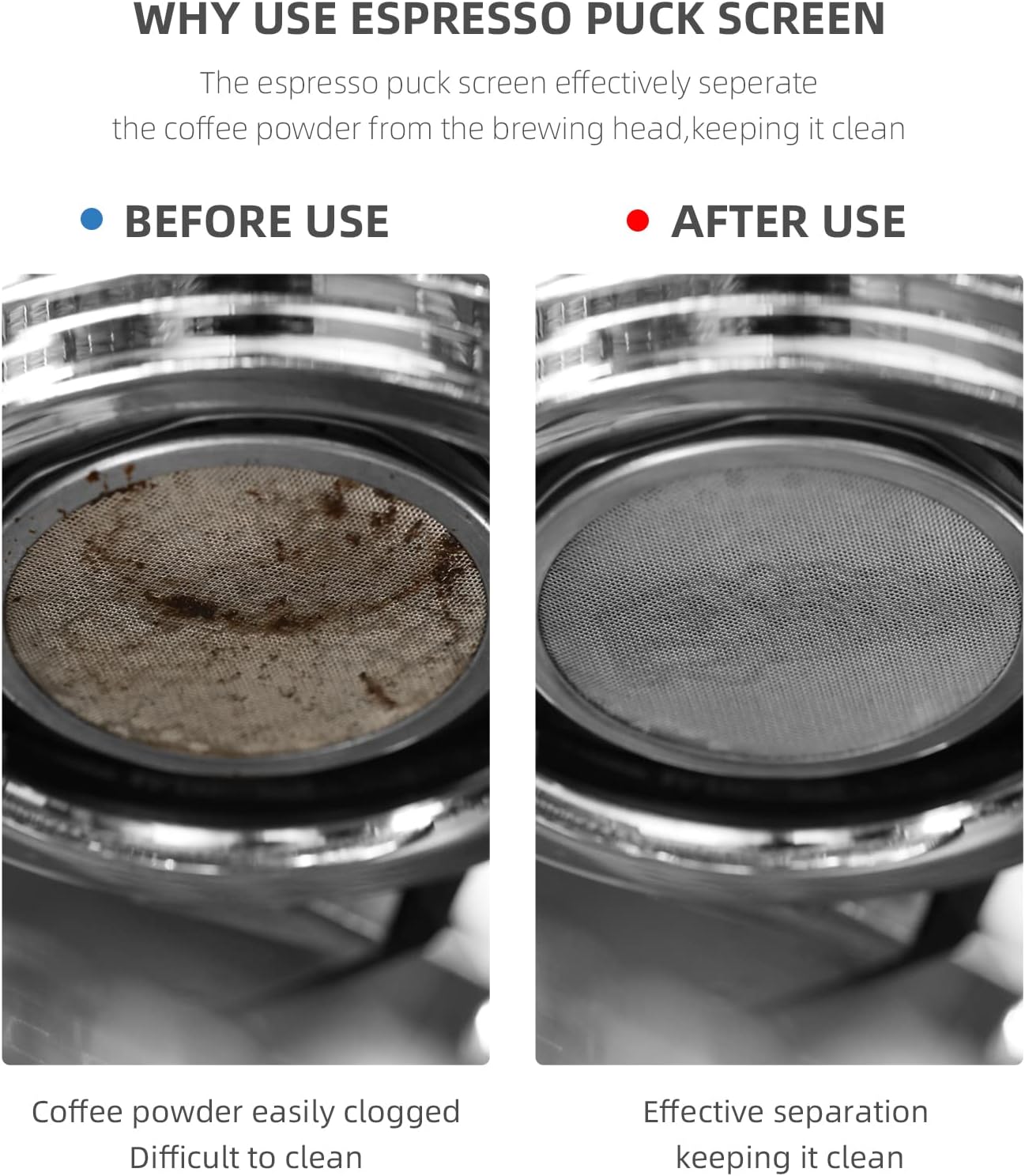 MHW-3BOMBER 58.5mm Espresso Puck Screen with Round Hole Espresso Filter 0.8mm Thickness Stainless Steel Coffee Reusable Filter for Bottomless Portafilter Filter Basket FG5590-OS