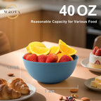 Wheat Straw Salad Bowls for Kitchen set of 6,Anit-Scald Thick Soup Bowls 40oz,Microwave and Dishwasher Safe Bowl set easy to clean. Blue