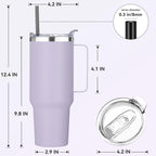HASLE OUTFITTERS 40 oz Stainless Steel Tumbler with Handle, Vacuum Insulated Tumblers Bulk, Reusable Double Wall Travel Coffee Mug, Durable Powder Coated Water Bottle(Purple, 8)