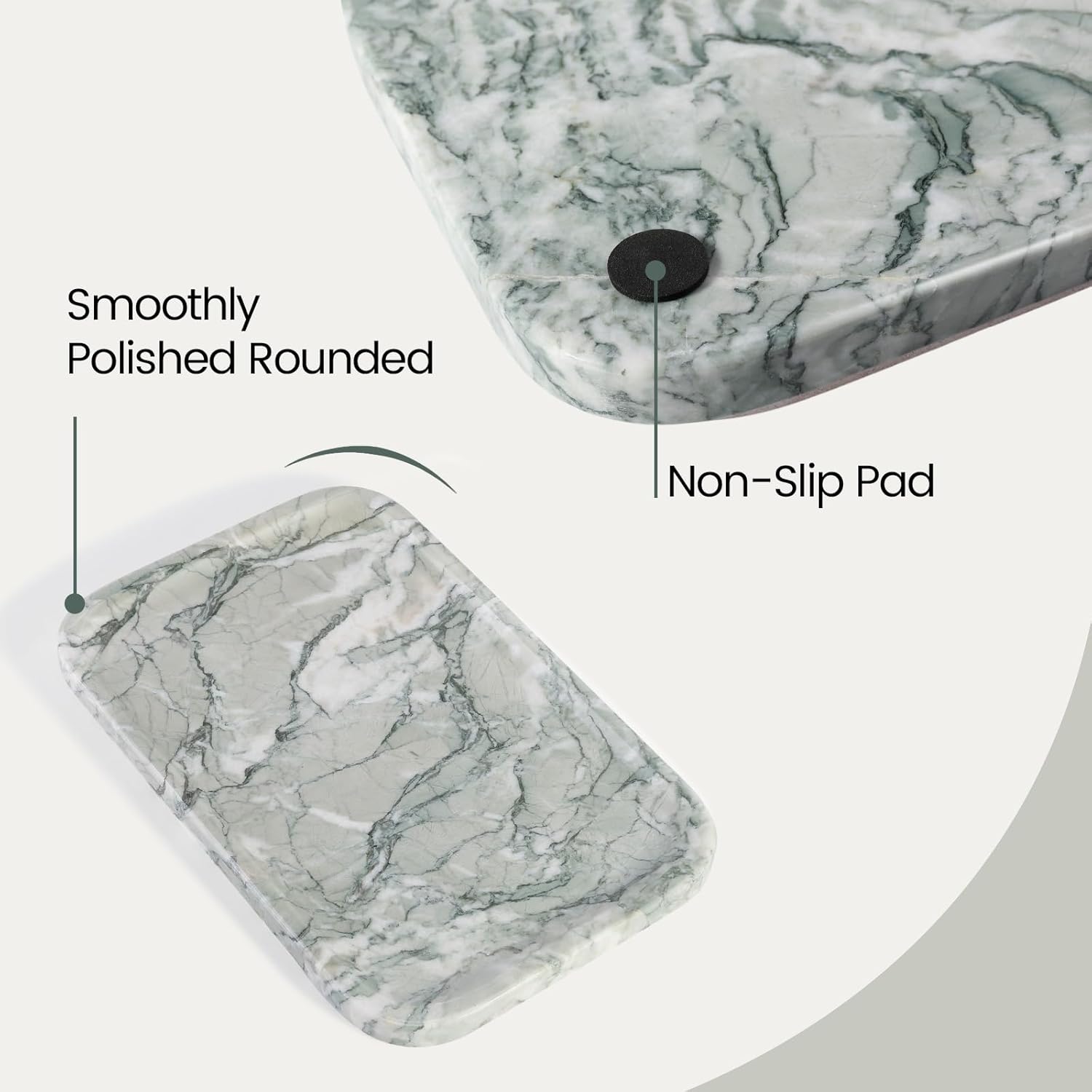 Vanity Tray, Marble Bathroom Tray Countertop, Decorative Dresser Organizer, Green Stone for Perfume Jewelry Holder Storage for Kitchen Sink(Light Green)