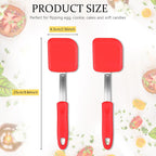 Silicone Cookie Spatula Turner 2 Pack Mini Brownie Spatula Flexible Kitchen Small Silicone Turner for Nonstick Cookware Heat Resistant No Scratch Flipper for Egg Pancake(Red)