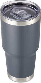 30 oz Tumbler with Lid Stainless Steel Tumblers Vacuum Insulated Cup Reusable Powder Coated Travel Mug Double Wall Leak Proof Portable Cups Keep Cold Drinks for 12 Hours, Gray, 1 Pack