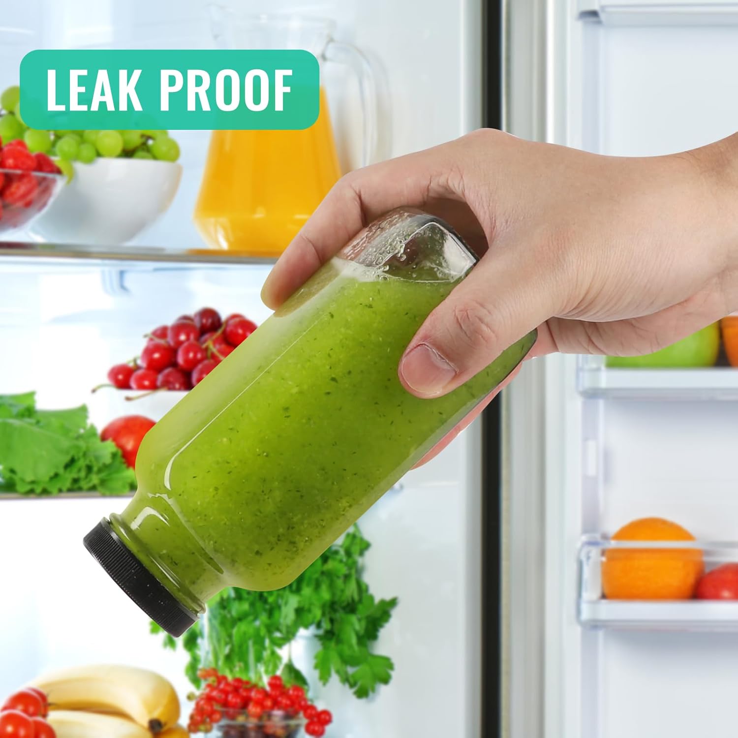 12 oz Glass Juice Bottles with Lids 3 Pack,Reusable Glass Drink Bottles,350ml Water Drinking Jars for Milk,Juicing,Kombucha,Ginger,Beverage Glassware,Juice Drinking Jars