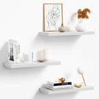 Floating Shelves for Wall, White Wood WallShelf Set of 3, 16" Wall Mounted Floating Shelf for Kitchen, Living Room, Bedroom, Bathroom Storage, Book Shelf for Walls Home Decor, Frame Display