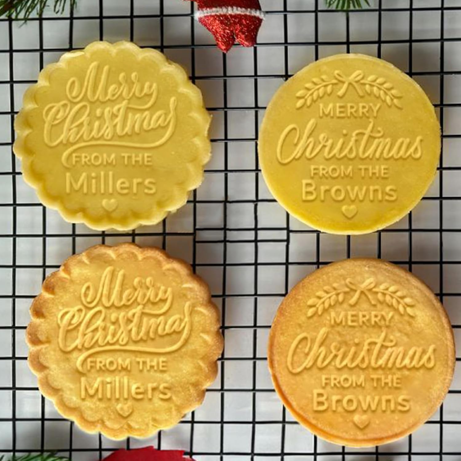 2025 Personalized Christmas Cookie Stamp Unique 3D Embossed Design Fun Tool for Baking Art (C)