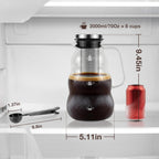 TRINIDa Cold Brew Pitcher, 2000ml/67oz High Borosilicate Glass, -4°F to 266°F, Stainless Steel 150 Mesh, Easy Clean, Family Size, Glass Pitcher, Ideal coffee gifts, Cold Brew Coffee Maker