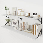 Dreamland Floating Shelves for Wall, 12 Inch Deep Floating Shelves Set of 2, 55W x 12D Large Wall Shelf with Sturdy Metal Brackets for Living Room, Bathroom, Bedroom and Kitchen, White