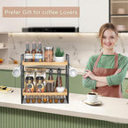 LEMIKKLE 2-Tier Coffee Station Organizer with Pod Holder and Drawer, Kitchen Countertop Organizer, Coffee Bar Accessories Station with Coffee Pod Storage, Coffee Organizer