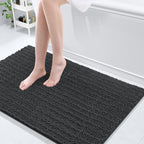 Arotive Luxury Chenille Bathroom Rug Mat, Extra Soft Thick Absorbent Shaggy Bath Rugs, Non-Slip Machine Wash Dry, Plush Bath Mats for Bathroom, Shower and Tub, 45x27, Dark Grey