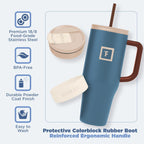 IRON °FLASK Co-Pilot Insulated Mug w/Boot, Straw & Flip Cap Lids - Cup Holder Bottle for Hot, Cold Drink - Leak-Proof - Water, Coffee Portable Travel Mug - Desert Oasis, 40 Oz