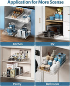 11" Wx21 D Pull Out Cabinet Organizer, Home Shelf Organization, Heavy-Duty Pull Out Shelves for Cabinets, Slide Out Drawers Organizer for Kitchen, Pantry
