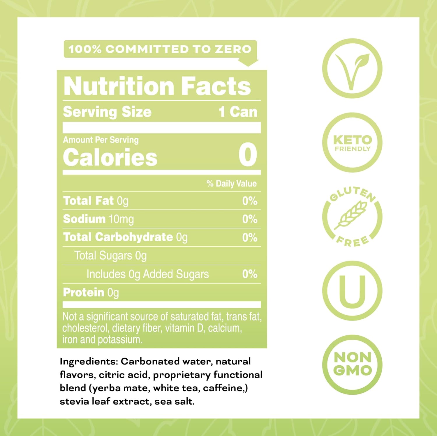 Yerbaé Energy Beverage Yuzu Lime - Lemon Lime Flavor. Energized by Yerba Mate. Naturally Caffeinated Plant-Based, Healthy Alternative to Coffee/Sugary Sodas Pack of 12, 16oz cans