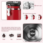 ShanSon Coffee Canister Airtight Coffee Container Stainless Steel Coffee Bean Storage Container with Scoop Coffee Canister for Beans Grounds Sugar Flour Tea Cereal,22OZ,Red