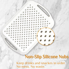 17.7" x 12.5" Anti-Slip Serving Trays with Handles, 3 Pcs X-Large Rectangular Food Serving Tray for Lap, Reusable and Durable Breakfast Tray, White