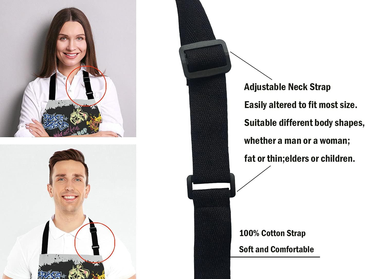 Art Contemporary Digital Painting Portrait of an Afro American Woman Face Adjustable Bib Apron Kitchen Cooking Baking Gardening Apron for Women Men