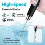 Milk Frother with Stand Rechargeable-Handheld Coffee Frother with 3 Stainless Whisks 3 Speed Adjustable, Electric Whisk Drink Mixer, Foam Maker Blender for Matcha Latte Cappuccino Chocolate