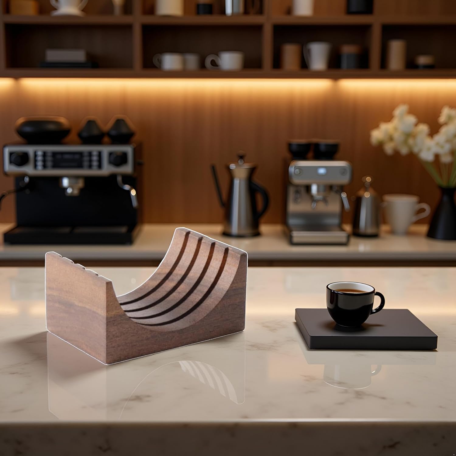 Espresso-Puck Screen Walnut-Stand Coffee Reusable Filter for Espresso-Portafilter Holder Wooden-Stand for 51/53/58mm Coffee Filter Screen Holder Coffee Machine Part Accessories