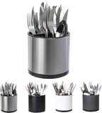 Kitchen Utensil Holder Extra Large 360°Rotating For Counter Organizer Stainless Steel Storage Cooking Silverware Caddy 3 Compartment Flatware Spoon Spatula Tool Cutlery Container