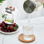 Hsei 2 Sets Glass Pitcher with Lid, 50 oz / 1500 ml Water Carafe with Handles Hot Cold Beverage Water Jar Glass Jug for Tea Juice Milk Coffee Iced Beverage