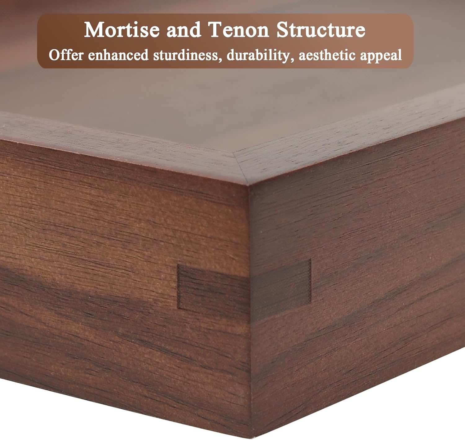 2 Pack Acacia Wood Serving Trays with Handles, 2 Sizes 17x13 & 16x12 inch Portable Ottoman Trays, Rectangular Wooden Tray Set for Food, Home Decor, Coffee Table, Living Room, Kitchen, 17"+16"