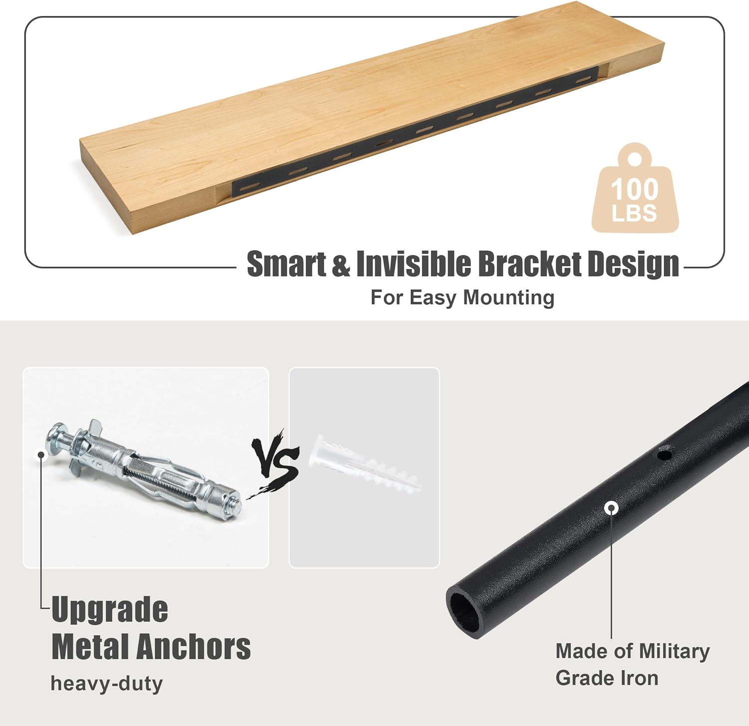 Floating Shelves for Wall, USA-Sourced Brich Wood 55 Inch Long Wall Shelves, Natural Wooden Mounted Picture Ledge Shelf, Nursery Book Storage Shelf Kids Bookshelf, Display Shelf for Bathroom