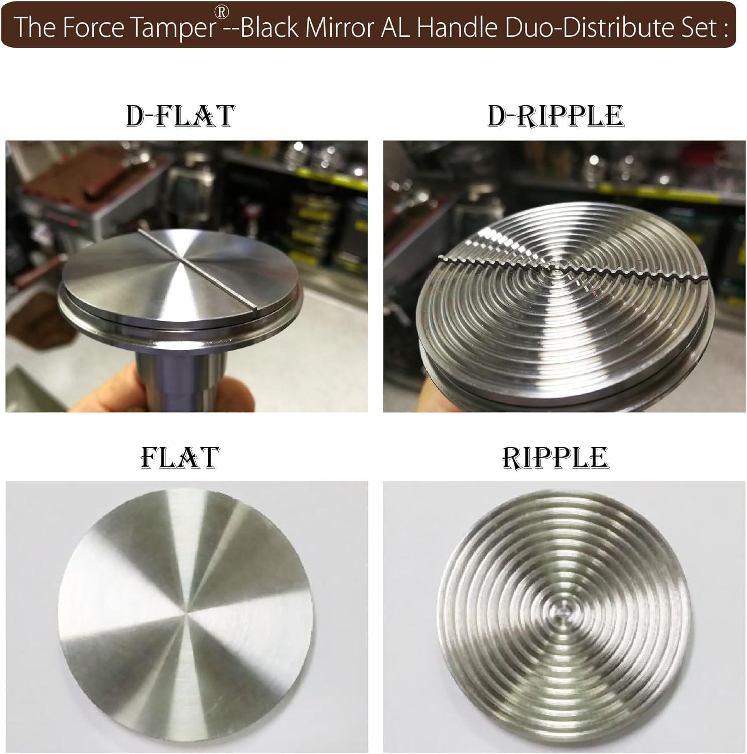 The Force Tamper Automatic Impact Coffee Tamper Adjustable Const Pressure and Autoleveling Duo-Distribute Set New (Jelly-Black Mirror AL, 54.00mm)