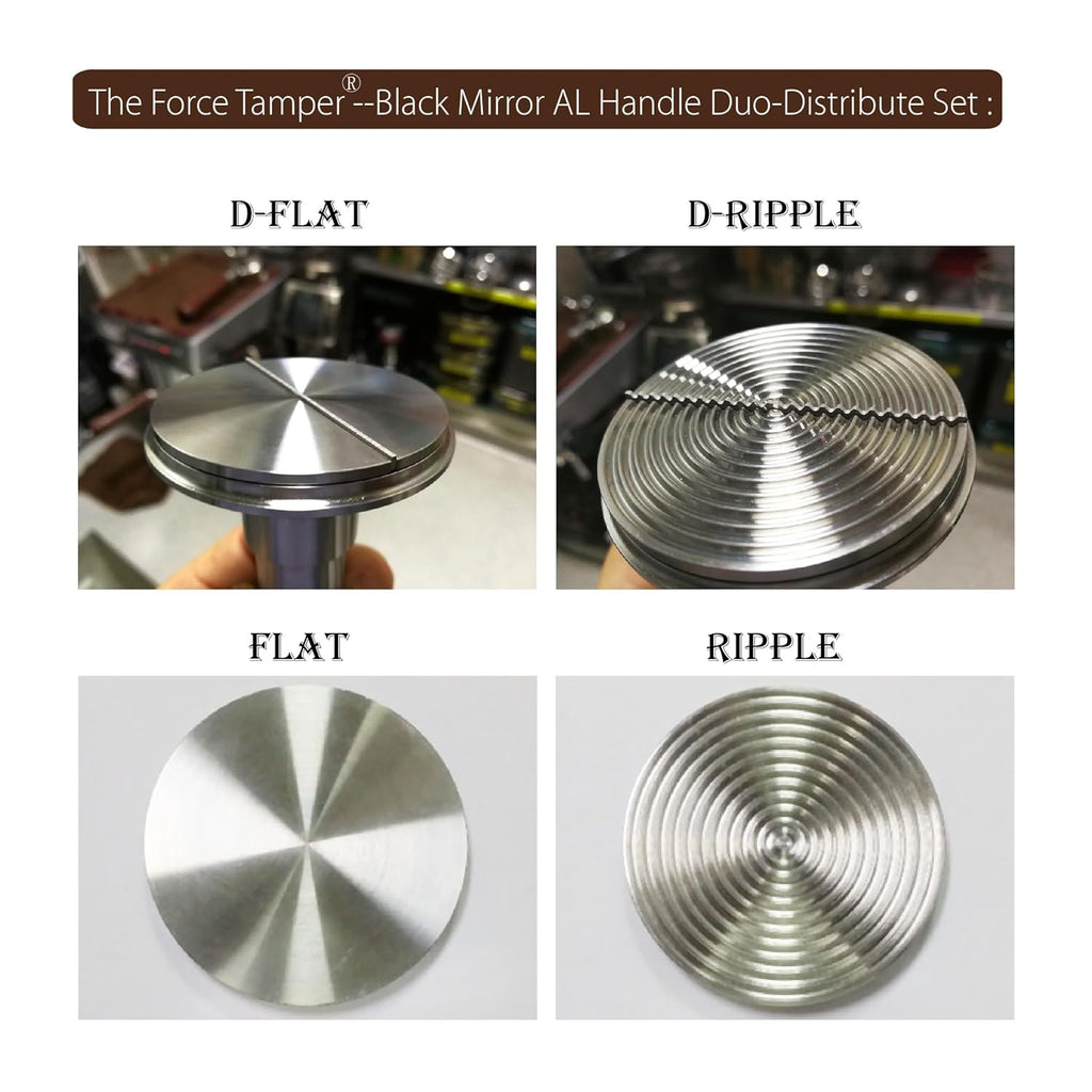 The Force Tamper Automatic Impact Adjustable Constant Pressure and Autoleveling Coffee Tamper Black Mirror Jellyfish AL Handle Set Pro (Duo-Distribute Set, 54.00mm)