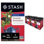 Stash Tea English Breakfast Black Tea - Caffeinated, Non-GMO Project Verified Premium Tea with No Artificial Ingredients, 20 Count (Pack of 6) - 120 Bags Total