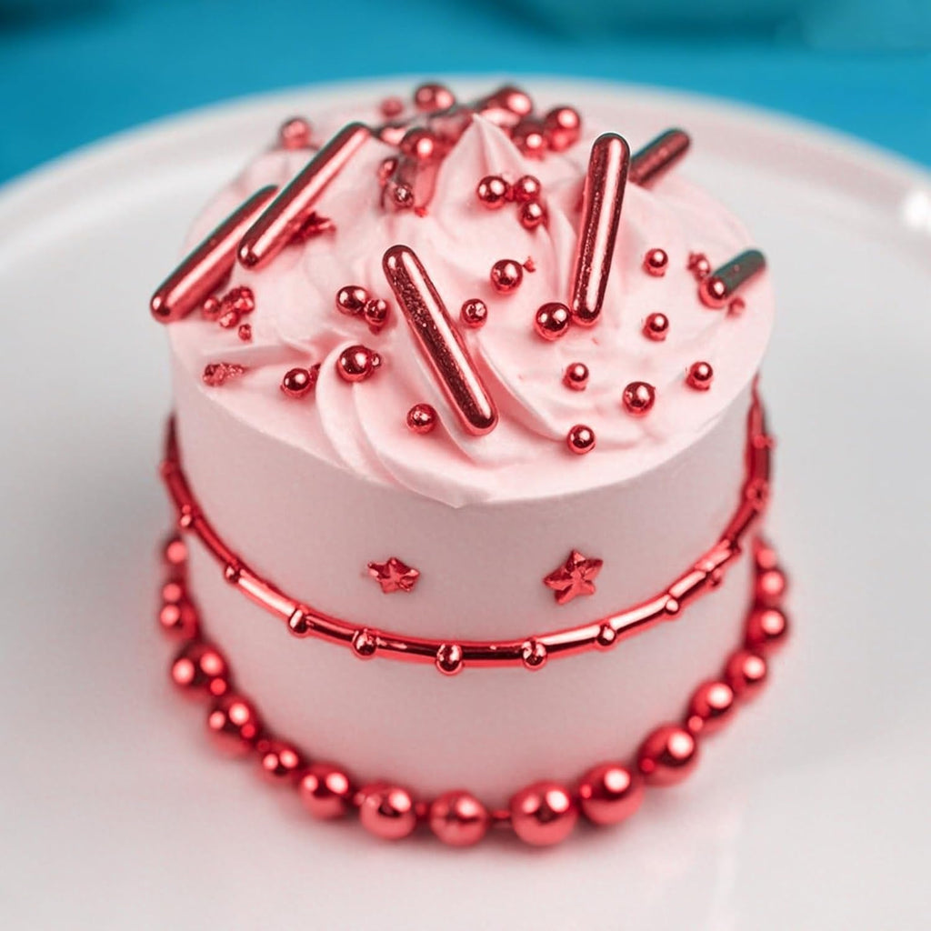 Twisweet Rose Gold Pearl Rods Sprinkles, Edible Sugar Pearls for Cake Decorating, Mix Size Baking Candy, Cake Topper Cupcake Cookie Ice Cream Dessert Decorations, Valentine Mother's Day Birthday Wedding Party Supplies(130g/4.58oz)