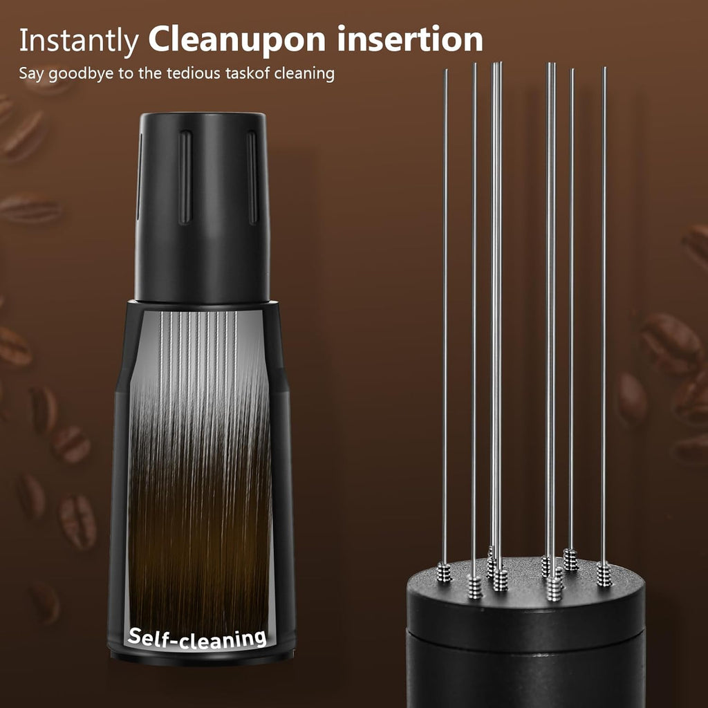 WDT Tool Espresso Distributor Accessory kit &1.7mm Thickness 150μm Mesh Puck Screen & 8 Magnets dosing ring Compatible with Portafilter (WDT +58MM Black dosing ring&puck screen)